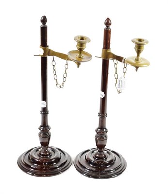 Lot 88 - Naval Interest: A Pair of Brass Mounted Turned Mahogany Lamps, early 20th century, the turned...