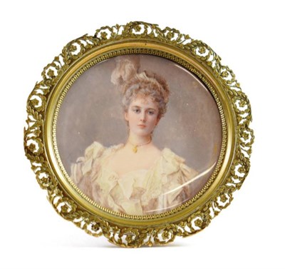 Lot 103 - ~ De Merbitz: Miniature Bust Portrait of Lady Helen Vincent (nèe Duncombe), by Countess D'Abernon