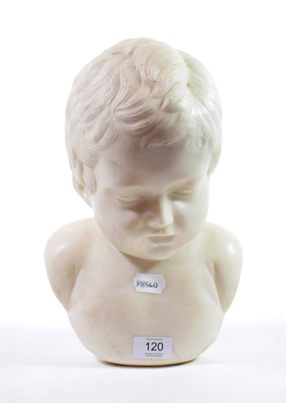 Lot 120 - After Francois Duquesnoy: A White Marble Bust of a Child, bears Il Fiammingo signature, 32cm high