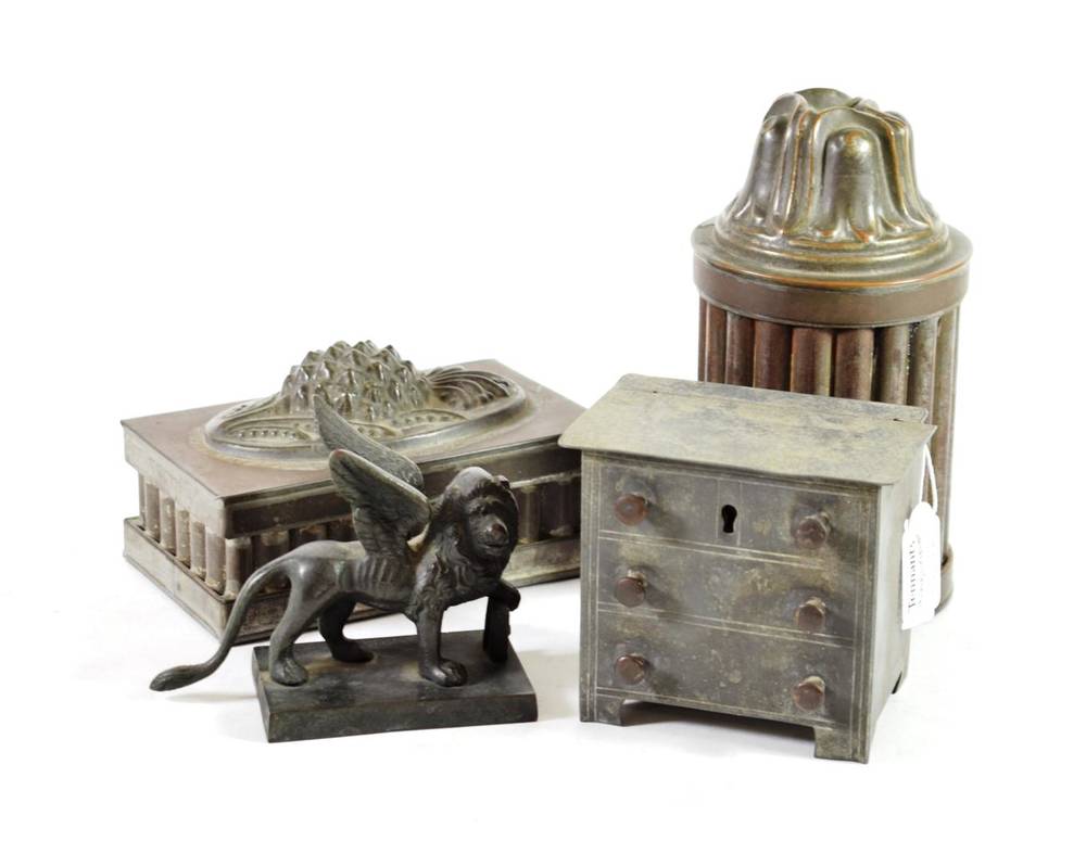 Lot 122 - After the Antique: A Bronze Figure of the Lion of St Mark, on a rectangular plinth, 13cm long;...