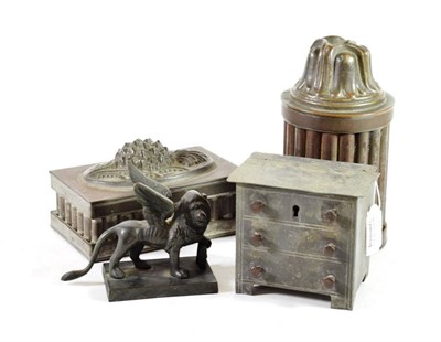 Lot 122 - After the Antique: A Bronze Figure of the Lion of St Mark, on a rectangular plinth, 13cm long;...