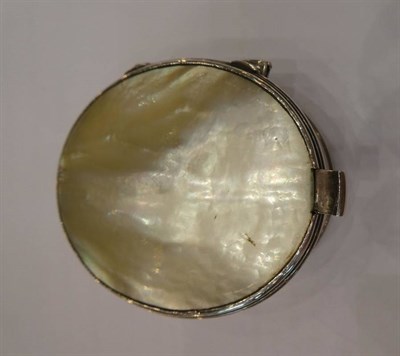 Lot 126 - ^ A Continental White Metal and Mother-of-Pearl Snuff Box, late 18th century, of oval form, the...