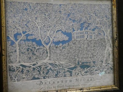 Lot 133 - ^ An 18th Century White Cut-Paper Picture of Dalkeith House, by Sarah Butterworth 1795, with a...