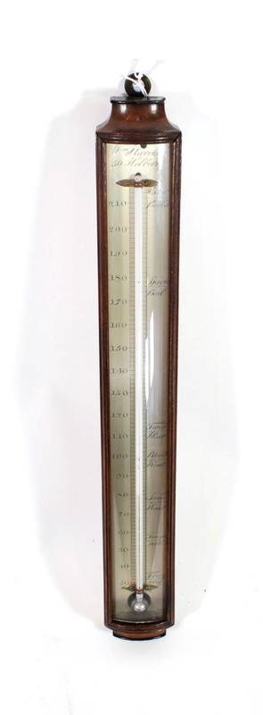 Lot 137 - A Bowfront Mahogany Cased Thermometer, early 19th century, the silvered scale plate signed Wm...