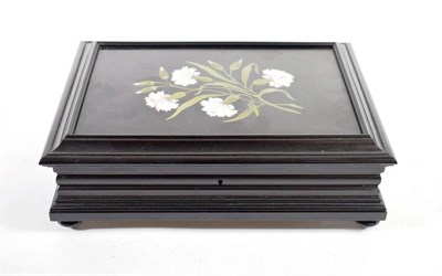 Lot 158 - A Francesco Betti Pietra Dura Mounted Ebonised Box and Cover, mid 19th century, the hinged...