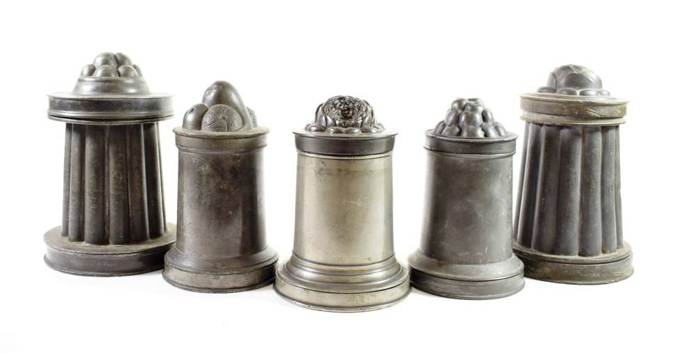 Lot 159 - A Victorian Pewter Ice Cream Mould, in three parts, of fluted tapering cylindrical form with...