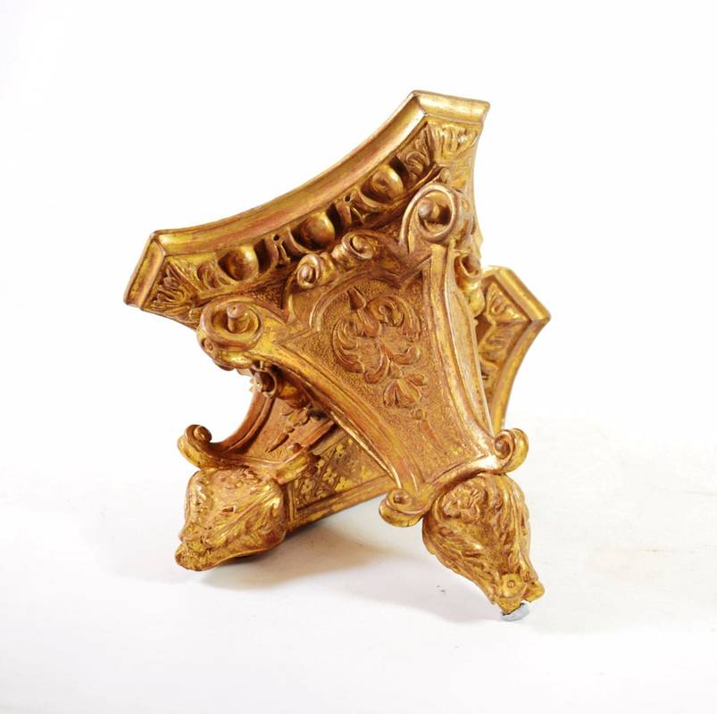 Lot 164 - A Pair of Louis XIV Style Giltwood and Gesso Wall Brackets, of shaped rectangular form with foliate