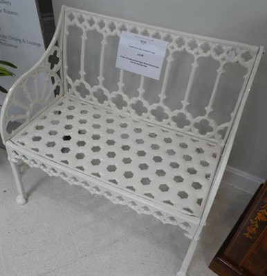Lot 186 - A Pair of Coalbrookdale Style White Painted Cast Iron Garden Benches, cast and pierced with...