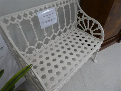 Lot 186 - A Pair of Coalbrookdale Style White Painted Cast Iron Garden Benches, cast and pierced with...