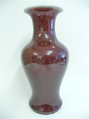 Lot 263 - A Chinese Sang de Boeuf Glazed Baluster Vase, 19th century, 41cm high