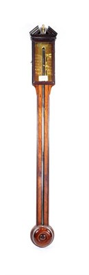 Lot 219 - {} A Mahogany Stick Barometer, signed A Pagani, circa 1810, broken arch pediment, exposed...