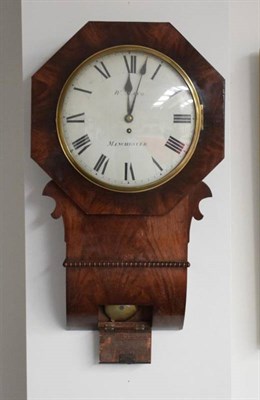 Lot 226 - A Mahogany Drop Dial Wall Timepiece, circa 1850, signed Mayo, Manchester, the white painted...