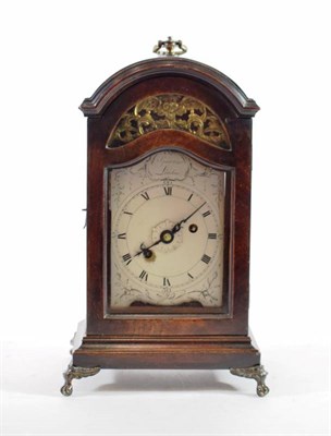 Lot 228 - ^ A Mahogany Table Timepiece, signed Sparrow, London, early 19th century, arched pediment with...