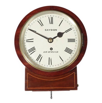 Lot 230 - A Mahogany Drop Dial Wall Timepiece, Gaydon, Richmond, 19th century, 8-inch dial with Roman...