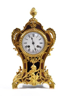 Lot 231 - A Walnut and Gilt Metal Mounted Striking Mantel Clock, circa 1900, scroll and cherub gilt metal...