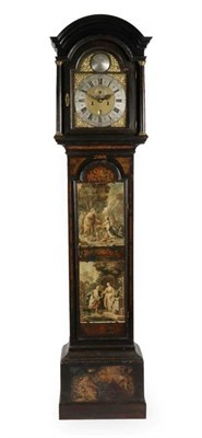 Lot 233 - An Ebonised Eight Day Longcase Clock, signed Henry Neve, London, circa 1750, arched pediment, trunk