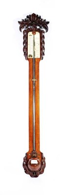 Lot 235 - A Mahogany Stick Barometer, signed G.Heselton, Bridlington, circa 1870, carved shell and leaf...