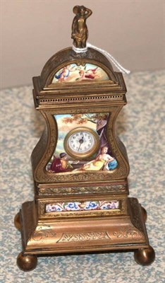 Lot 240 - A Miniature Viennese Enamel Timepiece, circa 1880, renaissance style gilded case with engraved...