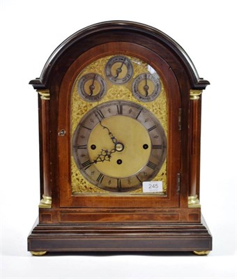 Lot 245 - A Mahogany Chiming Table Clock, later 19th century, arched pediment, pierced side panels, stop...