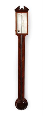 Lot 248 - A Mahogany Stick Barometer, signed P.Barine, Fecit, York, early 19th century, broken arched...