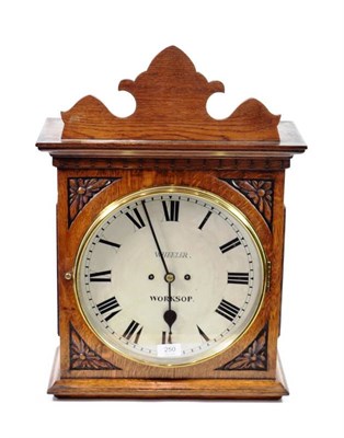 Lot 250 - An Oak Striking Wall Clock, signed Wheeler, Worksop, circa 1880, front covers with carved...