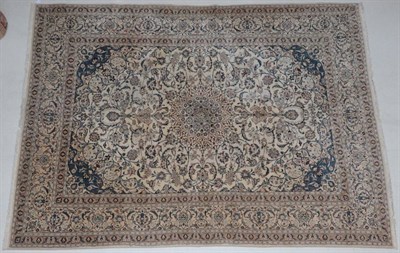 Lot 256 - Nain Carpet Central Iran, circa 1970 The ivory field of palmettes and scrolling vines around a pole