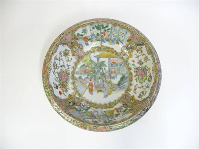 Lot 268 - A Cantonese Porcelain Basin, mid 19th century, typically painted with a central circular panel...