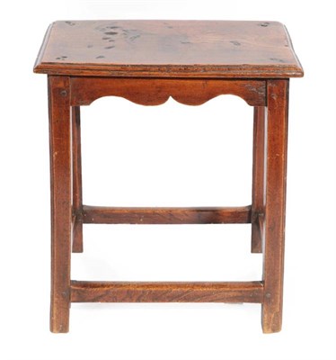 Lot 327 - ^ An Oak Joint Stool, 3rd quarter 18th century, the moulded top above a wavy shaped apron, on...