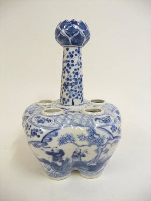 Lot 276 - A Chinese Porcelain Tulip Holder, late 19th century, with central stem and cinquefoil body...