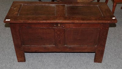 Lot 371 - A Late 17th Century Joined Oak Chest, the hinged lid with moulded panels enclosing a candle box and