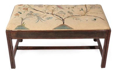 Lot 376 - A George III Joined Oak Double Stool, 3rd quarter 18th century, with floral needlework and...