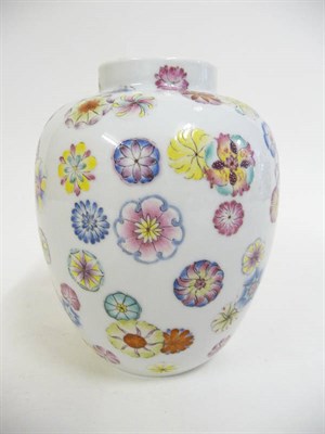 Lot 280 - A Chinese Porcelain Ovoid Vase, bears Guangxu reign mark, painted in famille rose enamels with...