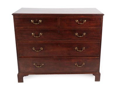 Lot 394 - A George III Mahogany Straight Front Chest of Drawers, late 18th century, the moulded top above two