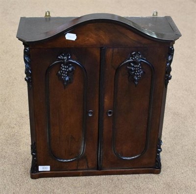 Lot 400 - A Victorian Rosewood Wall Mounted Cupboard, 3rd quarter 19th century, in the form of a dome top...