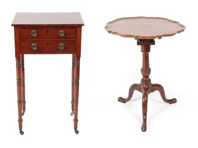 Lot 406 - {} A Mahogany Flip-Top Tripod Table, the associated top with moulded edge, on a birdcage...