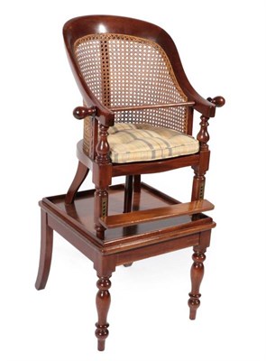 Lot 411 - A Victorian Mahogany Child's High-Chair on Stand, mid 19th century, the curved frame with caned...