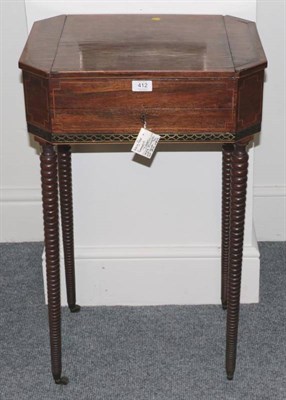 Lot 412 - A Regency Rosewood, Crossbanded and Ebony Strung Gaming Table, early 19th century, of octagonal...