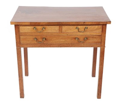 Lot 419 - ~ A George III Mahogany Side Table, early 19th century, with two short over one long drawer, on...