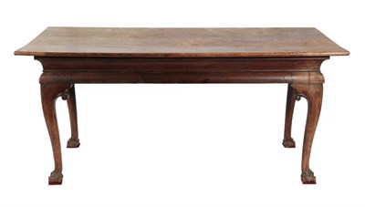 Lot 424 - An 18th Century Serving or Dining Table, mid 18th, the elm plank top above a moulded frieze, on...