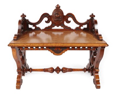 Lot 427 - A Victorian Brown Oak Hall Seat, 3rd quarter 19th century, the three-quarter scrolled gallery...