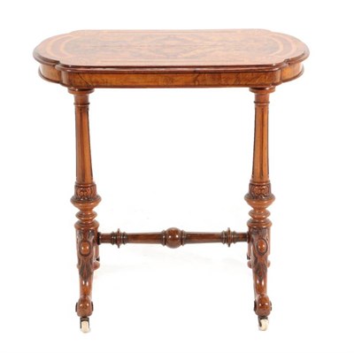 Lot 433 - A Victorian Burr Walnut, Crossbanded and Marquetry Inlaid Side Table, 3rd quarter 19th century, the