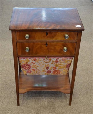 Lot 440 - A Regency Mahogany and Boxwood Strung Sewing Table, early 19th century, with two frieze with...