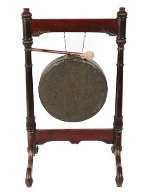 Lot 443 - A Carved Mahogany Free-Standing Dinner Gong, late 19th century, the carved frame with turned...