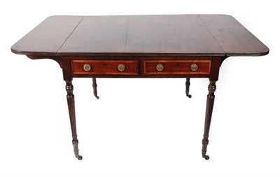 Lot 447 - A Regency Period Mahogany Sofa Table, early 19th century, with reeded edge and two rounded drop...