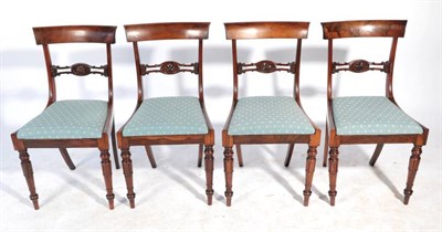 Lot 477 - ^ A Set of Four Early Victorian Rosewood Dining Chairs, mid 19th century, with curved top rails...