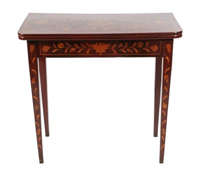 Lot 482 - An Early 19th Century Dutch Mahogany and Marquetry Inlaid Foldover Card Table, the top richly...