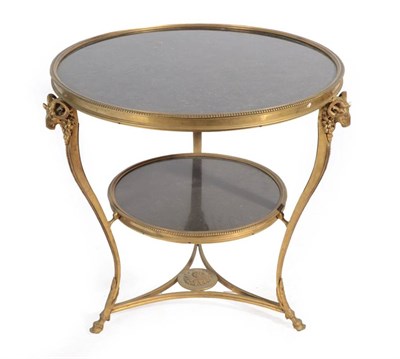 Lot 523 - A French Gilt Brass and Marble Two-Tier Gueridon, late 19th/early 20th century, of circular...