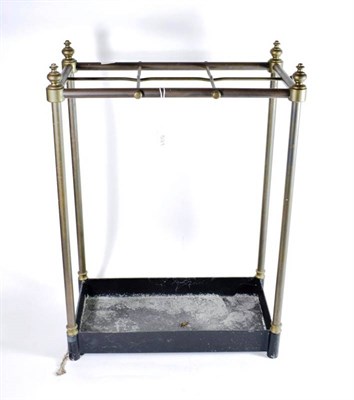 Lot 531 - ~ A Victorian Style Brass Six-Division Stickstand, with turned finial mounts and tubular...