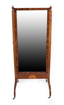 Lot 534 - ^ A Late George III Mahogany Cheval Mirror, early 19th century, the original rectangular mirror...