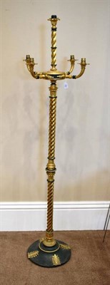 Lot 541 - A 19th Century Bronzed and Gilded Metal Neo-Classical Style Four-Branch Standard Lamp, late...